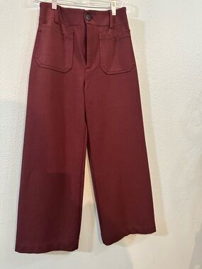Maeve Anthropologie Colette Wide Leg Pants Wine Plum Size 27 High Rise